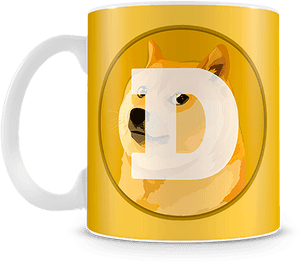 Dogecoin Themed Mug PNG image with transparent background