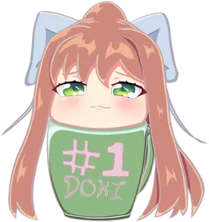 Doki Doki Literature Club Monika Chibi PNG Image