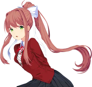 Doki Doki Literature Club Monika Side Glance PNG Image