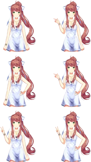 Doki_ Doki_ Literature_ Club_ Monika_ Sprite_ Set PNG Image