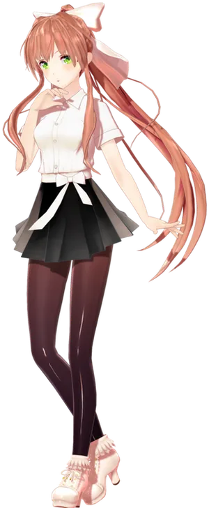 Doki Doki Literature Club Monika Standing Pose PNG Image