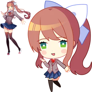 Doki_ Doki_ Literature_ Club_ Monika_ Variations PNG Image