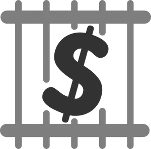 Dollar Sign Behind Bars Concept PNG Image