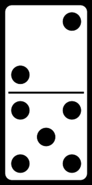 Domino Tile Three Five Black Dots PNG image with transparent background