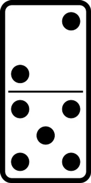 Domino Tile Three Five Black Dots PNG Image