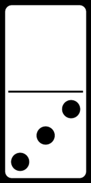 Domino Tile Three Four Black Dots PNG image with transparent background