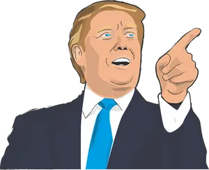 Donald Trump Pointing Illustration PNG Image