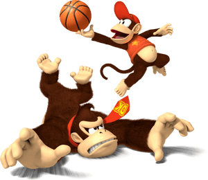 Donkey Kong And Diddy Kong Playing Basketball - Mario Sports Mix Donkey And Diddy Kong, HD Png Download PNG image with transparent background