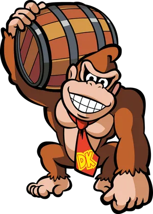 Donkey Kong Barrel Pose PNG Image