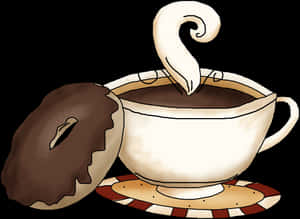 Donutand Coffee Artistic Illustration PNG image with transparent background