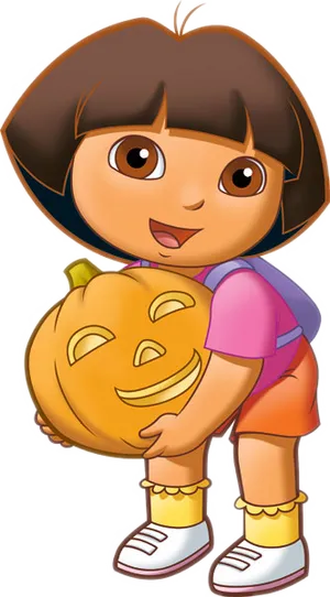 Dora Halloween Pumpkin Carving PNG Image