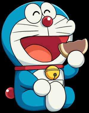 Doraemon_ Eating_ Dorayaki PNG image with transparent background