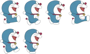 Doraemon_ Multiple_ Expressions PNG Image