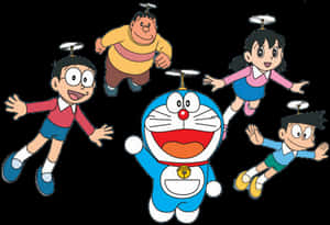 Doraemon_and_ Friends_ Flying PNG image with transparent background
