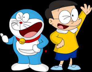 Doraemon_and_ Nobita_ Cheerful_ Moments PNG image with transparent background