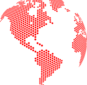 Dotted World Map Redon Blue PNG Image