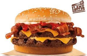 Double Bacon Cheeseburger Deluxe PNG Image