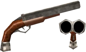 Double Barrel Shotgun3 D Model PNG Image