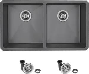 Double Basin Black Kitchen Sink PNG Image