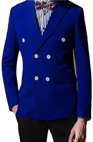 Double Breasted Blue Blazer Fashion PNG Image