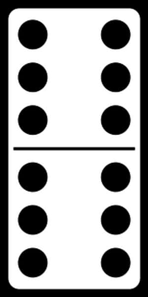 Double Six Domino Tile PNG image with transparent background