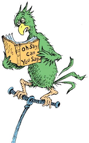 Dr Seuss Bird Reading PNG Image