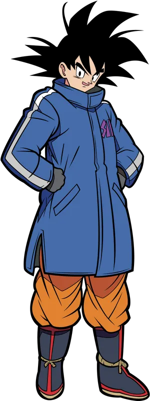 Dragon Ball Character Gokuin Winter Clothes PNG Image