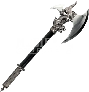 Dragon Head Fantasy Axe PNG Image