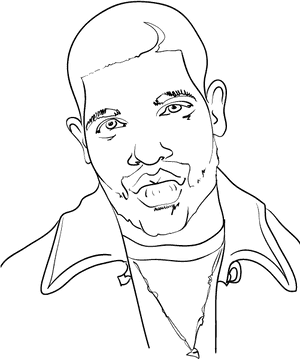 Drake Line Art Portrait PNG with transparent background