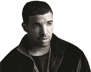 Drake Portrait Blackand White PNG with transparent background