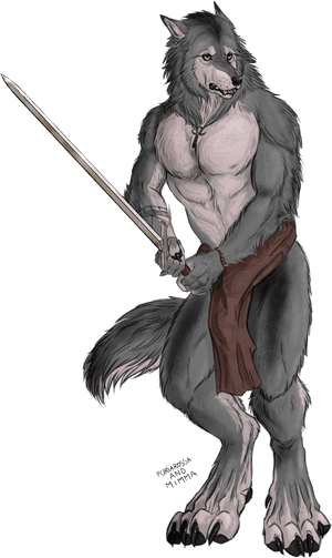 Drawn Werewolf Sword - Werewolf With Sword Art, HD Png Download PNG image with transparent background