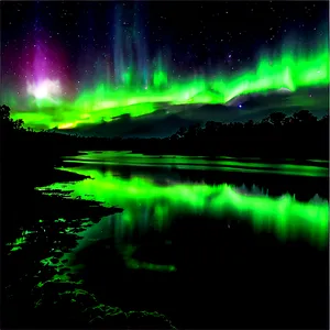 Dreamy Aurora Over River Png Iku PNG Image