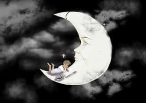 Dreamy Moonlit Reading PNG image with transparent background