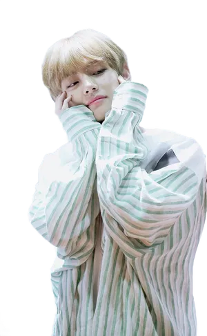 Dreamy Striped Sweater Pose PNG Image