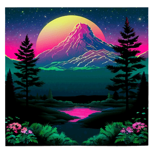 Dreamy Vaporwave Landscape PNG 06112024 PNG image with transparent background