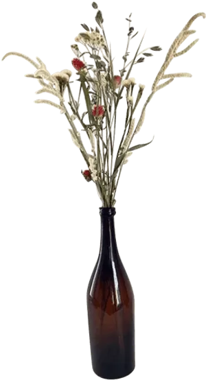 Dried Flowersin Brown Bottle Vase PNG Image