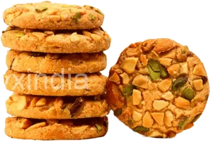 Dry Fruit Cookies Stacked PNG Image