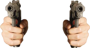 Dual Handgun Aiming Forward PNG Image