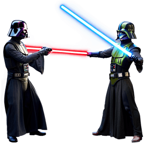 Dual Lightsabers Combat PNG 1 PNG image with transparent background