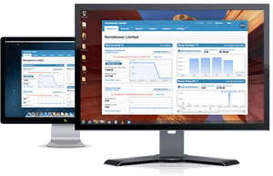 Dual Monitor Setupwith Financial Software PNG image with transparent background