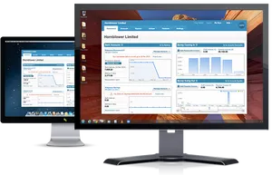 Dual Monitor Setupwith Financial Software PNG Image