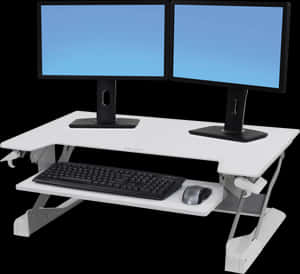 Computer Keyboard Laptop Sit-stand Desk Workstation - Workstation Dual Monitor, HD Png Download PNG