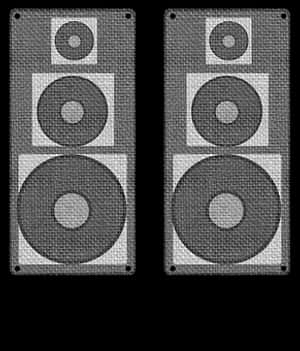 Dual Speaker System Blackand White PNG image with transparent background