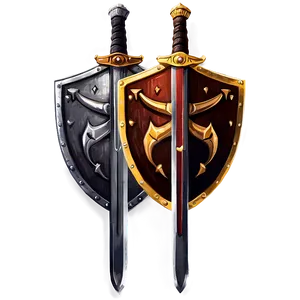 Dual Sword And Shield Artwork Png Qiw12 PNG Image