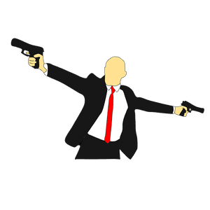 Dual Wielding Gunsman Vector Art PNG image with transparent background