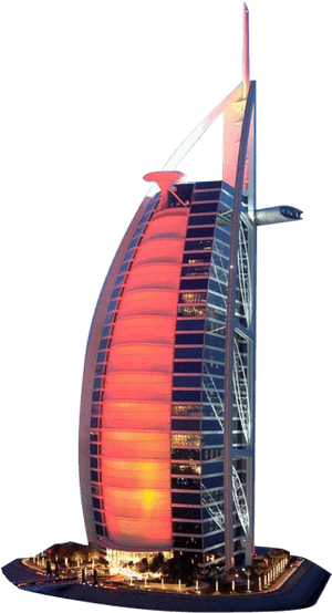 Dubai_ Burj_ Al_ Arab_ Night_ View PNG image with transparent background