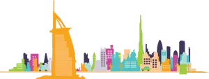 Dubai Skyline Vector Illustration PNG Image