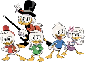 Duck Tales Characters Adventure Pose PNG Image