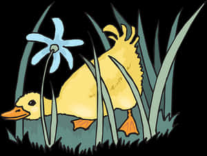 Duckling_ Hiding_ Among_ Reeds PNG