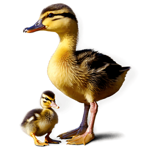 Duckling With Mother PNG uld PNG